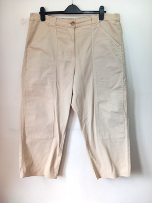M&S 20 kurze Hose Calico beige Utilty Style Stretch Taschen Gummibund