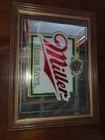 Vintage Miller High Life Bar Mirror Beer Sign Wood Frame