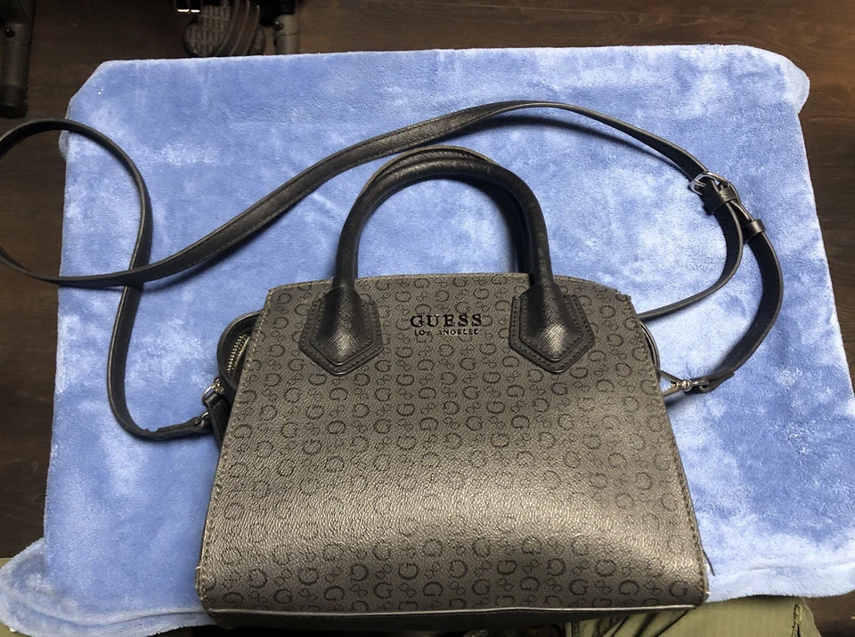 Women’s Guess Black Monogram Print Bag - Image 3 of 4