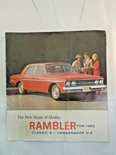 AMC Rambler 1963 Car Over-Sized Brochure Ambassador Country Club Classic 6 V-8