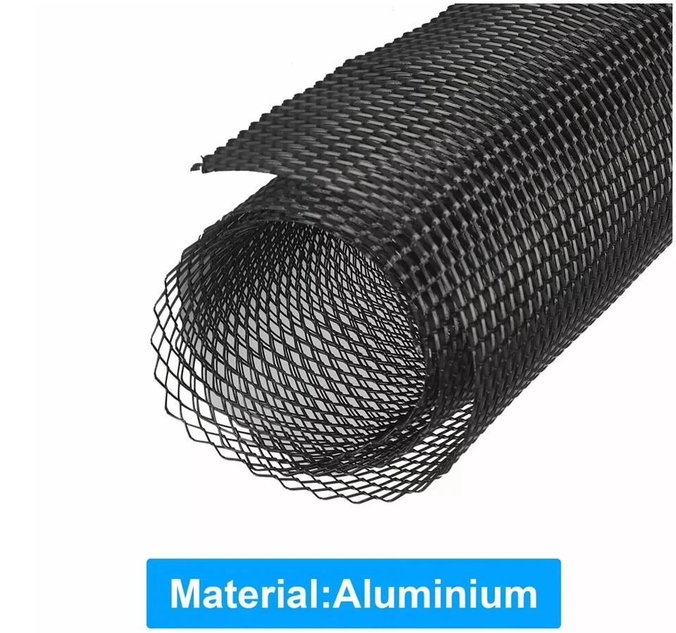 40x13" Universal Black Aluminum 8x25mm Car Grill Mesh Front Grille Insert Bumper - Image 3 of 4