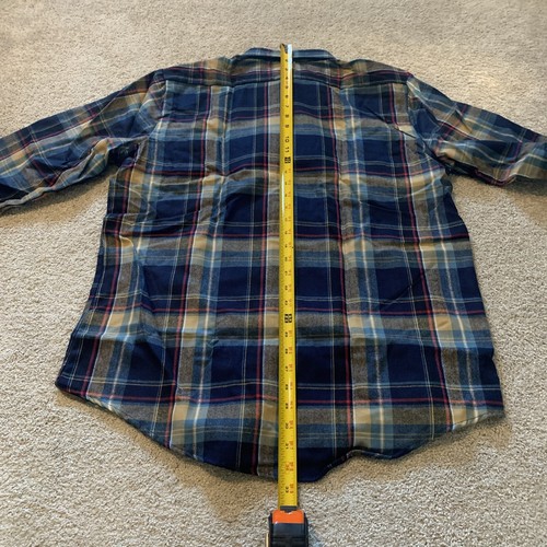 Vintage Sears Flannel Shirt Perma-Prest Red Blue Plaid Large 1960’s W/ Tags READ - Picture 10 of 17