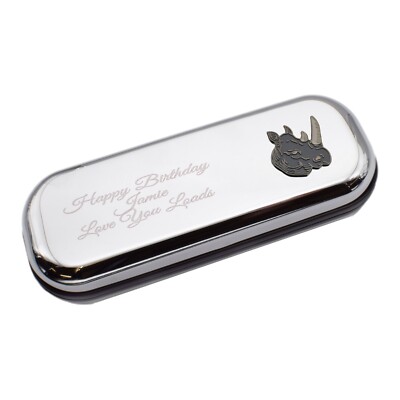 Nashorn Nashorn Kopf Design personalisiert Gravur verchromt Brillenetui Box