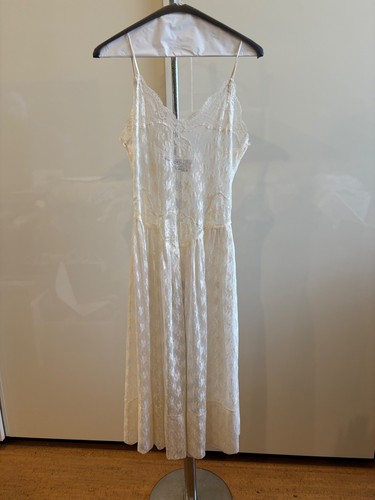 VTG 1970's Priamo New York 100% Cotton Ivory Lace Chemise Nightgown SIZE SMALL