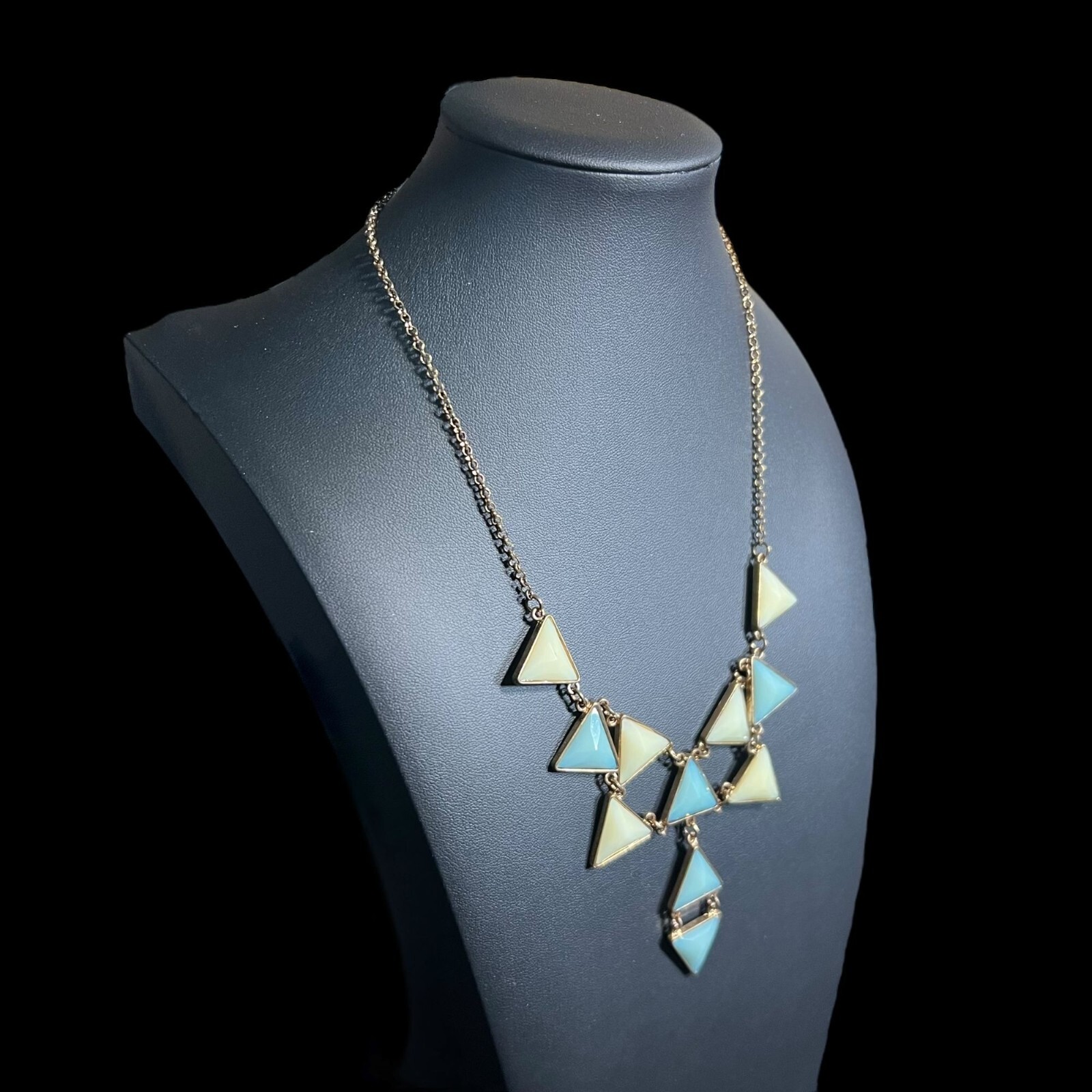 Geometric Triangle Statement Necklace Mint Cream … - image 3