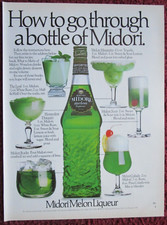 1980 SUNTORY Midori Melon Liqueur Print Ad ~ Finish a Bottle, Drink Mix Recipes
