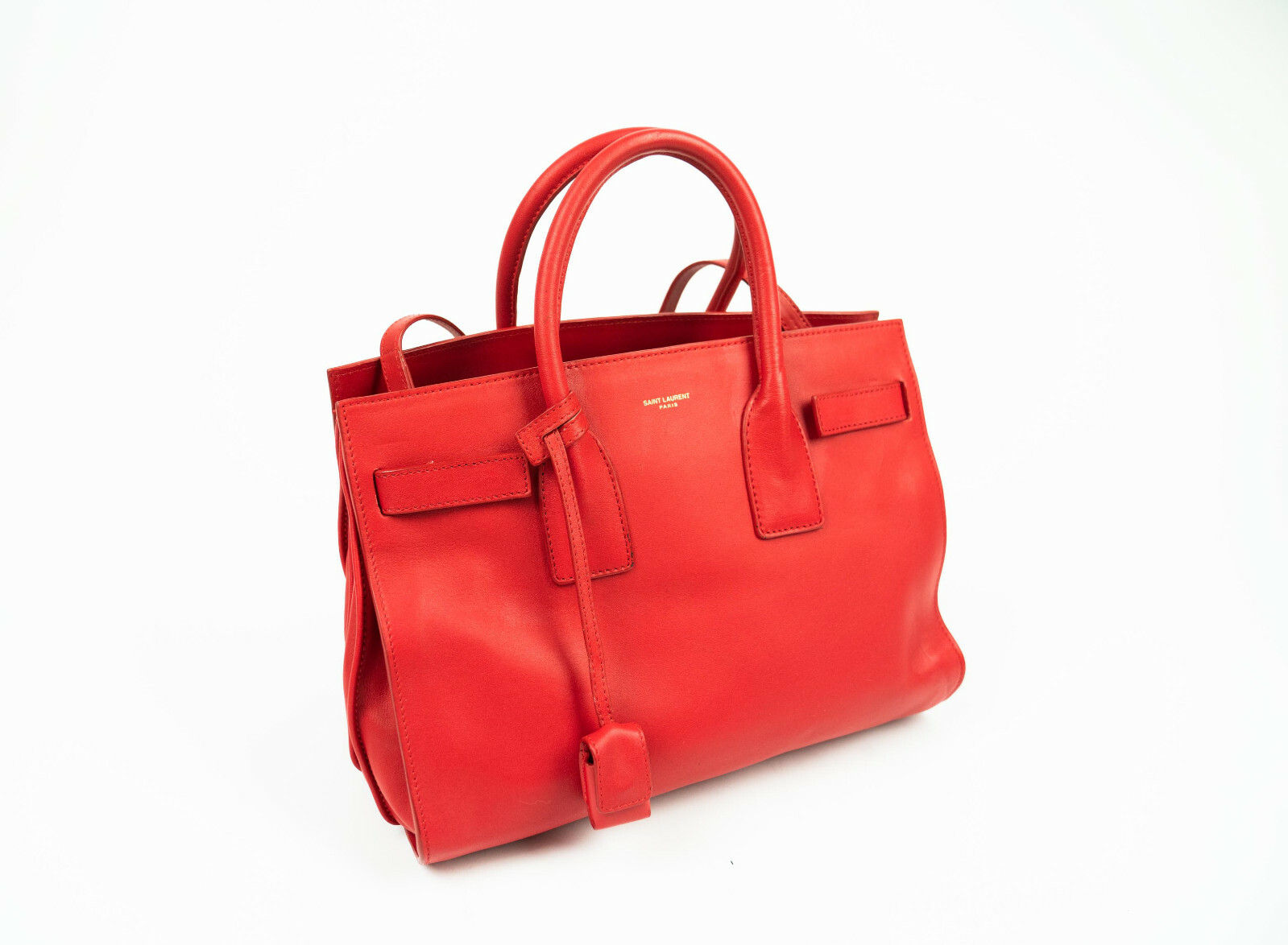 Borsa a mano SAINT LAURENT PARIS YSL Sac De Jour Mini piccola in pelle rossa