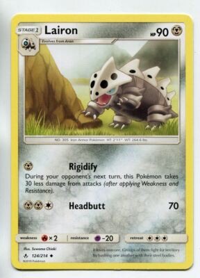 Pokemon TCG Sun & Moon Unbroken Bonds Uncommon Card #124 Lairon