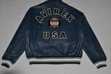 AUTHENTIC Avirex Icon Leather A1 BOMBER Jacket MENS NAVY BLUE  NEW ALL SIZES
