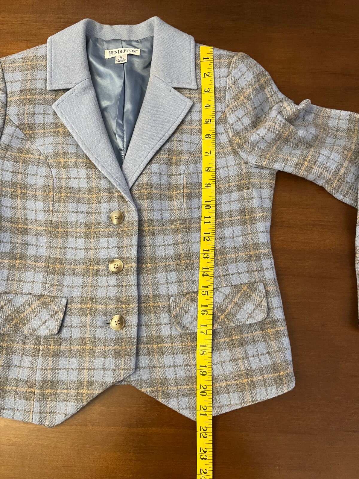 Pendleton Blue Tweed Plaid Fitted Button Blazer W… - image 7