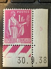 France Année 1937 N° 369 ** Luxe Paix coin daté