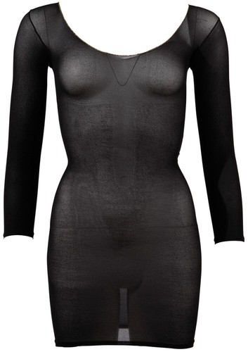 NO:XQSE Sexy schwarzes Kleid aus transparentem Nylon mit Ausschnitt und langen Ärmeln - Bild 3 von 9