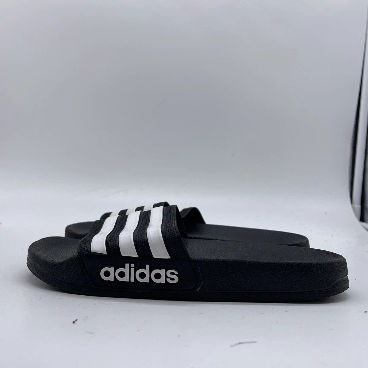 Adidas Unisex Kids Adilette Shower Slide Sandals Black White Open Toe Slip On 4