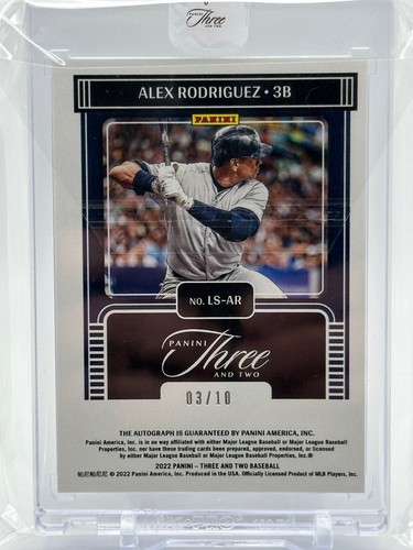 Alex Rodríguez Panini Three and Two Legendary Signatures 2022 negro LS-AR #/10 - Imagen 2 de 7