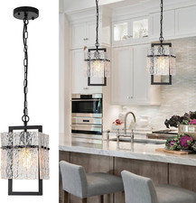Elegant Black Crystal Pendant Lights for Kitchen Island  Dining Room