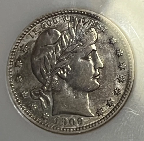 1909 barber Quarter,  XF / AU, Better grade