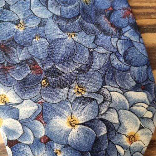 Yves Saint Laurent Vintage Silk Tie Necktie 1990s  Blue Floral tie - Bild 1 von 8