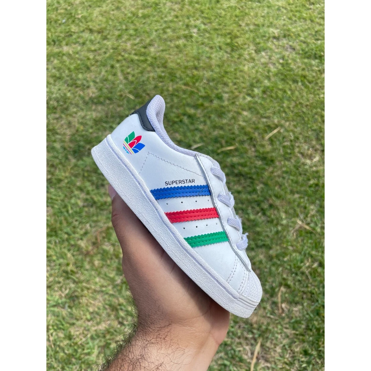 Adidas Superstar Kids Size 9.5 White Red Blue Green Casual Shoes Sneakers  FW5240 | eBay