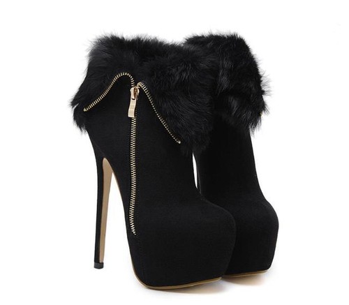 fur platform heels