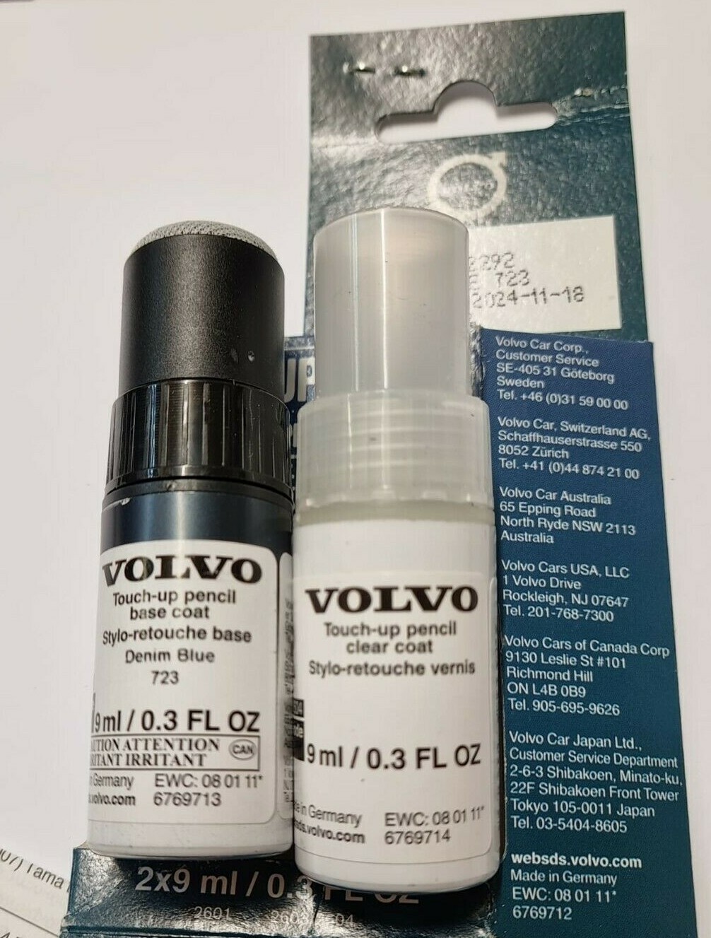 Volvo Touch Up Pen Set Paint Brush 2 Coat Brand New Genuine Various