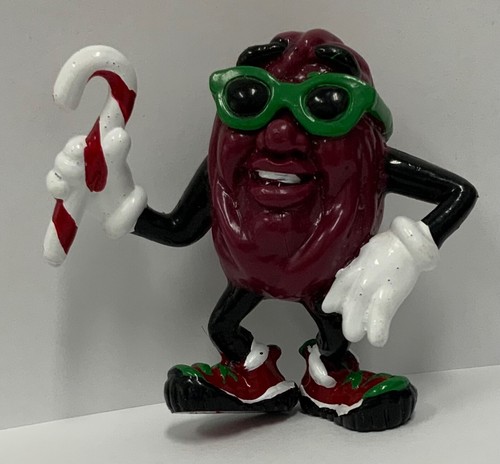 California Raisins PVC Figurine Christmas Holding A Candy Cane 1988 - Picture 1 of 5