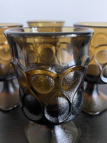 4 calici vino vintage Noritake faretto piedistallo marrone MCM bicchieri barware - Foto 4 di 7