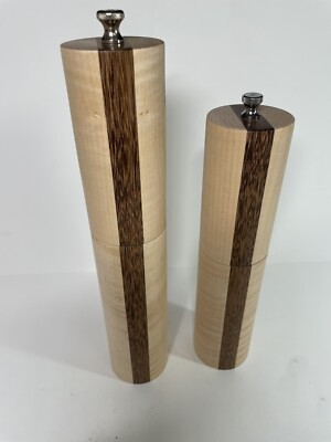 Two Tone Wooden 12'' Pepper & 10'' Salt Grinders DH