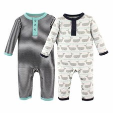 Hudson Baby Union Suits/Coveralls, 2-Pack, Whales
