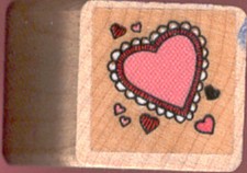 Eight Hearts Heart Rubber Stamp Wood Mounted