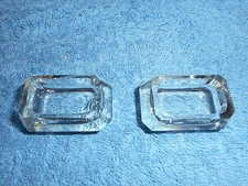 Vintage CRYSTAL Coffin Open Table Salts Salt Cellars Cut Beveled Edges 2 pc.