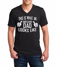  2 V-neck This Is What An Awesome Dad Looks Like Shirt Gift Fathers Day Bday Tee