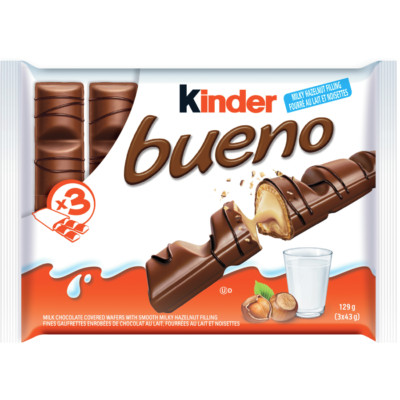 2-Pack Kinder BUENO Milk Chocolate and Hazelnut Cream Candy Bars, 3-pack, each S