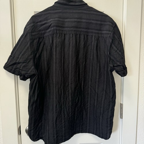 Cubavera Linen Blend Striped Shirt Men XL Black Vertical Short Sleeves - Picture 5 of 5
