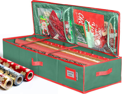 Premium Wrapping Paper Storage Container -Durable Material 600D Tear-Proof - Fit