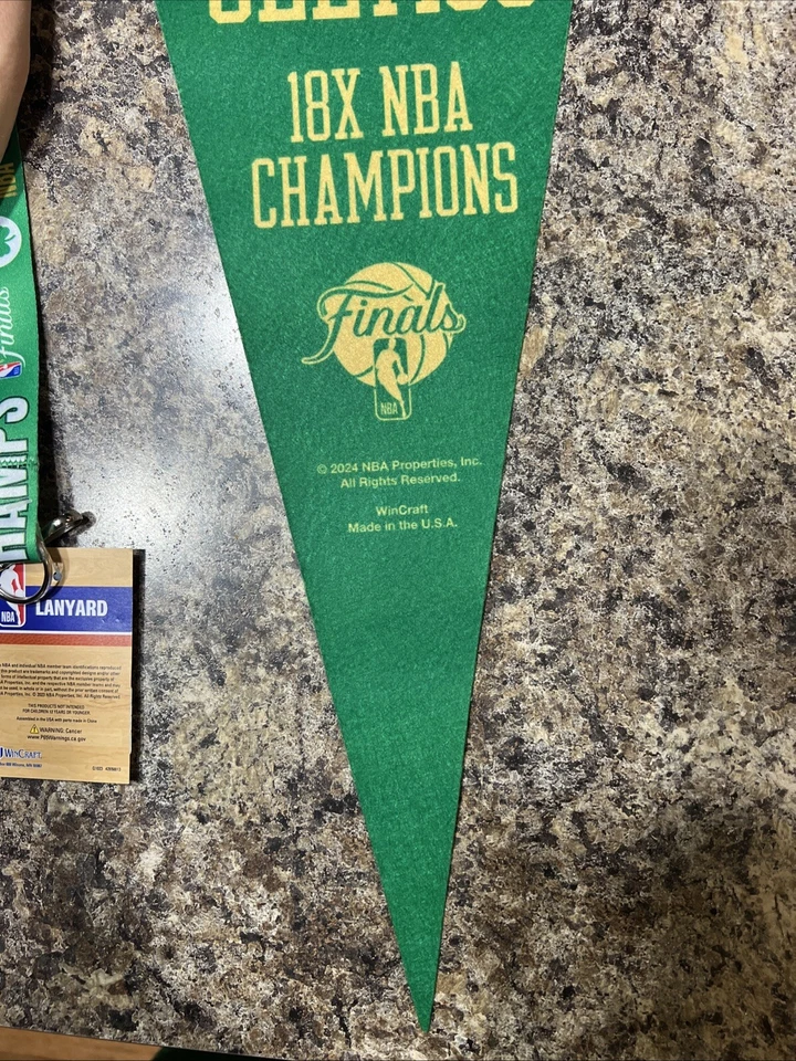 BOSTON CELTICS 2024 NBA FINALS CHAMPIONS LANYARD Locker Room Pennant TERVIS Cup - Image 4 of 4