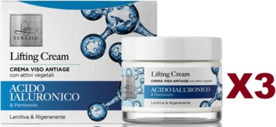 3PCS LADY VENICE ANTI-AGING FACE CREAM HYALURONIC ACID AND PANTHENOL 50ML