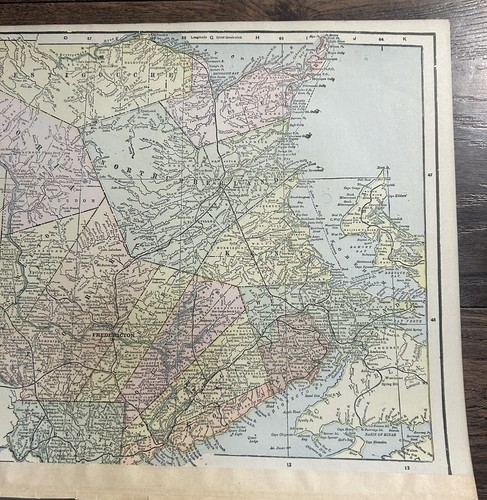 Antique 1900 Fold-Out Full color Atlas Map 22x14.5” New Foundland+Quebec + Other - Picture 19 of 19