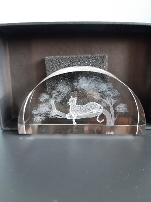 ''Leopard auf Baum'' 3D Laser geschnittener Block MADE IN USA Neu + Box von Crystal Impressions