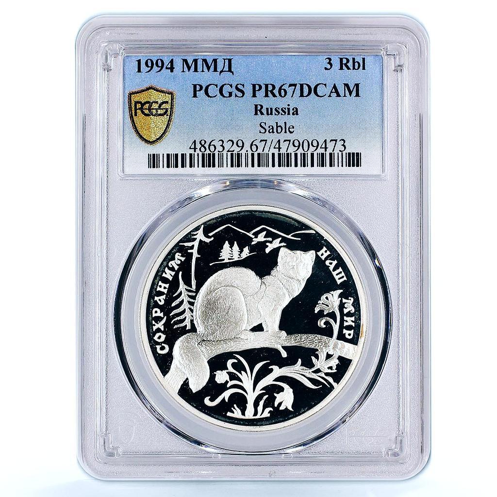 Russia 3 rubles Protect Our World Sable Fauna PR67 PCGS silver coin 1994 |  eBay