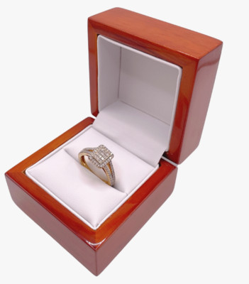 Gelbgold-Finish Marina natürlicher Smaragdschliff funkelnder Diamant Cluster-Ring