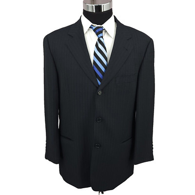 Hugo Boss Blazer Mens 40S Black Einstein Omega Sports Coat Suit Jacket Vtg USA