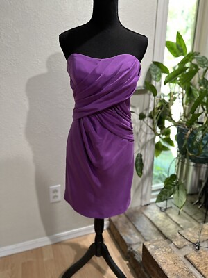 Nicole Miller Collection Women's Purple Strapless Mini Cocktail Dress Size 