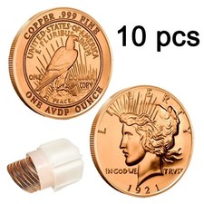 10 x 1oz USA Peace Dollar Copper Rounds Coins Fine Pure 999 Bullion USA American