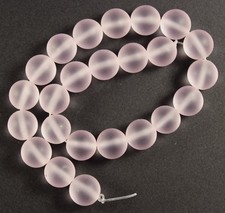 'Sea' Beach Glass 8mm Round Pink Beads 2 x 8" Strands Frosted