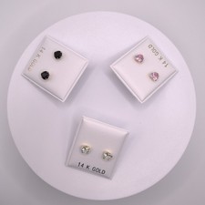 14K Yellow Gold Heart Stud Earrings Genuine Solid Gold CZ Small Sparkle Gift