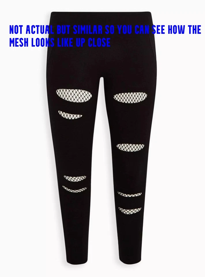 Legging feminina Torrid preta malha rasgada rede de pesca elástica tamanho 2 - Imagem 2 de 4