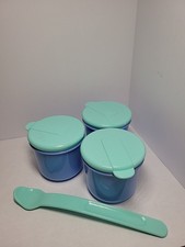 Baby King Baby Storage Containers And Spoon Blue Set Of 3 With Lids