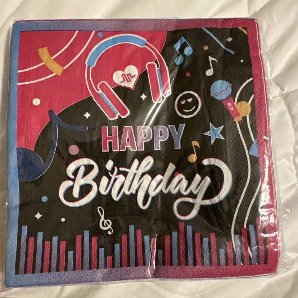 Happy Birthday Music Theme Plates Cake Plates Cups Forks Spoons Knives Napkins - Image 3 of 4