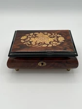 VTG Sorrento Italy Musical Jewel Box Inlay Pink Lining Edelweiss