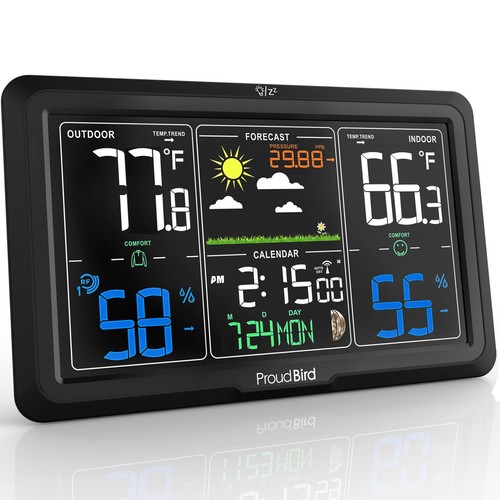 Weather Station Wireless Indoor Outdoor Thermometer, Wide Viewing Angle Home ...